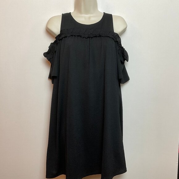 LC Lauren Conrad Exposed shoulder Sz PM Black Ruffle top *Closet Coupon Eligible - Picture 4 of 11